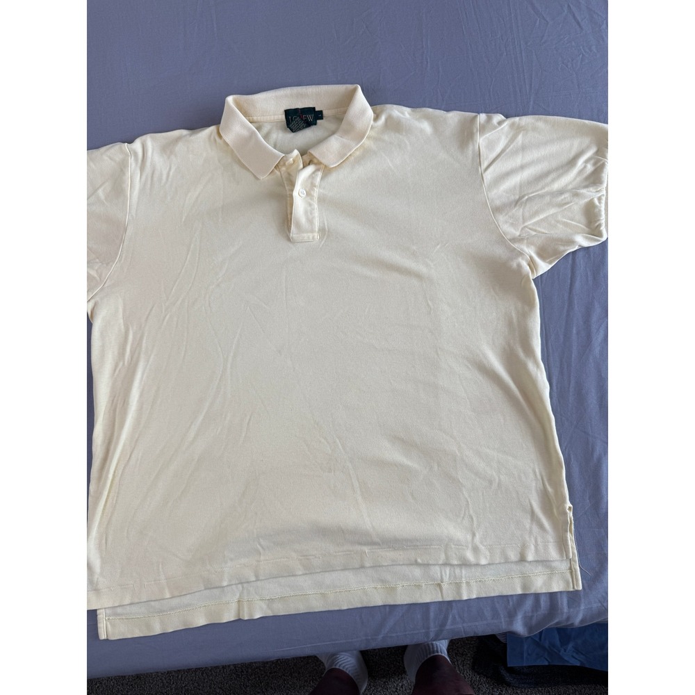 Vintage J.Crew‎ Polo Shirt Large Oarsman Yellow Cotton Short Sleeve Made in USA